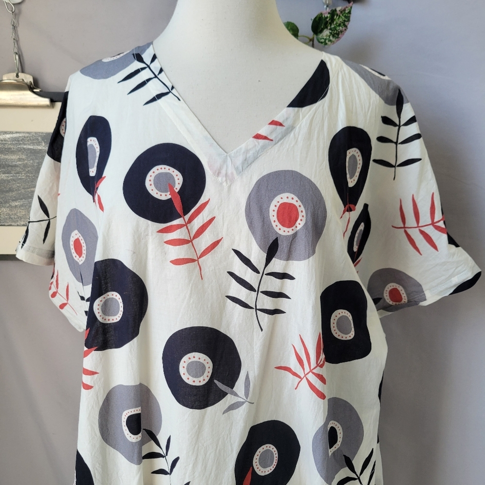 Gudrun Sjoden Julie Cotton Voile Floral V Neck Dress L - Picture 4 of 15